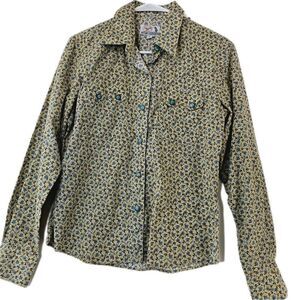 Panhandle Slim Floral Print Women's Medium Turquoise Snaps 22S5447‎ Western Wear